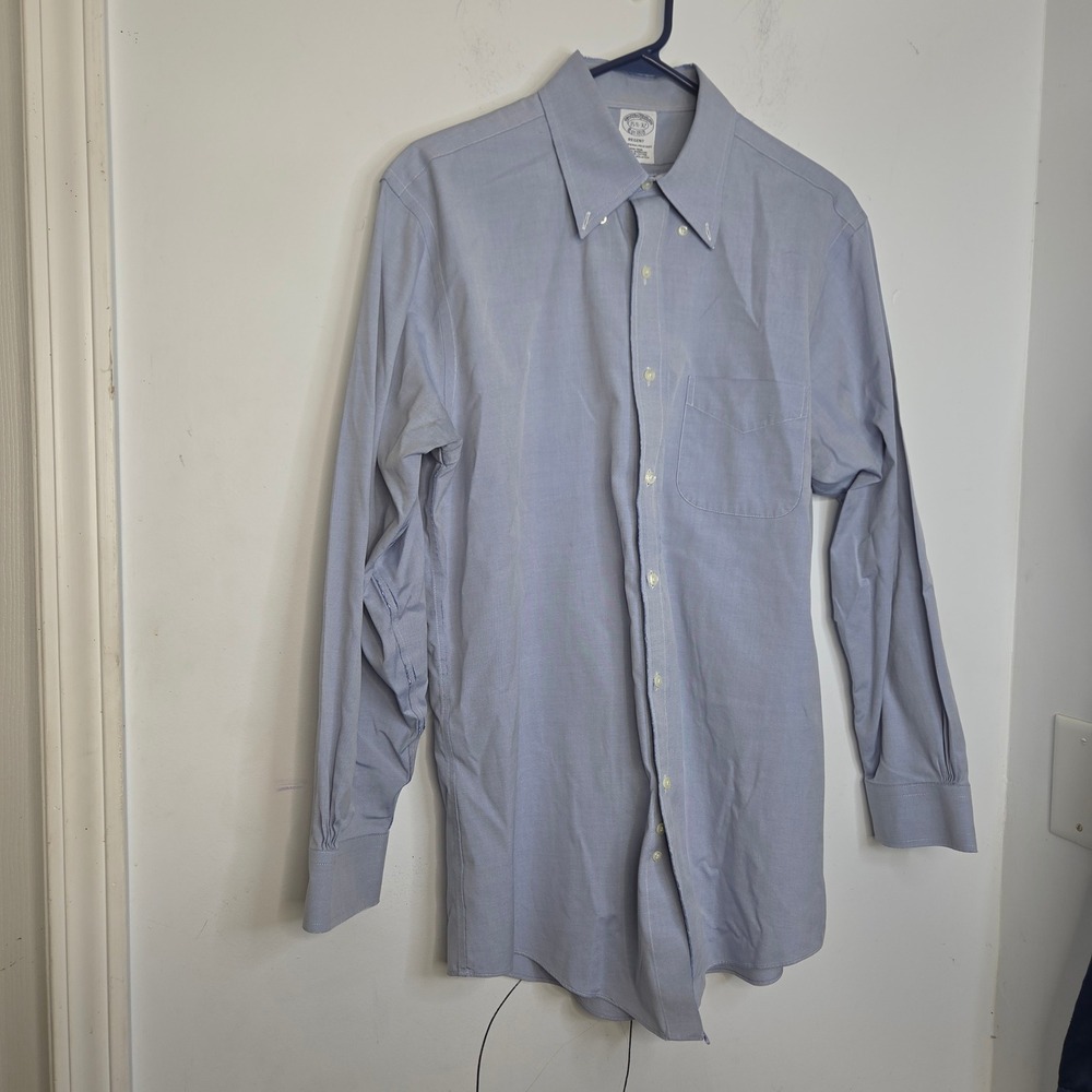 Brooks Brothers Regent Dress Shirt Mens 15.5 32 Blue Non-Iron Supima Cotton LS